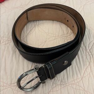 Salvatore Ferragamo Black Leather Belt Size 46 Mens
